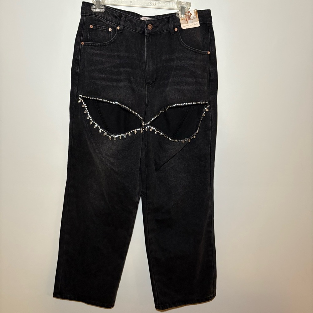 Sincerely Jules Black Denim with Rhinestone Accents Taylor Swift Heart NWT 30